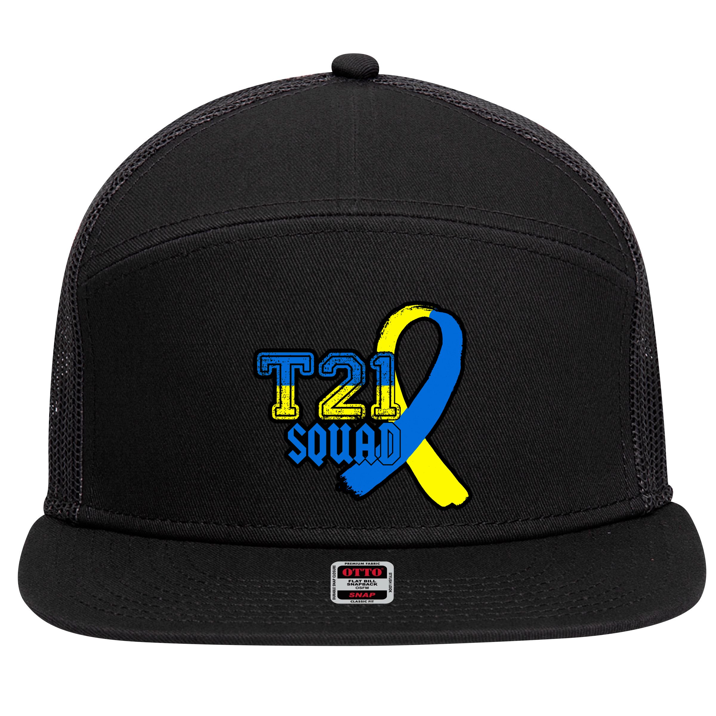 T21 Squad Down Syndrome Awareness 7 Panel Mesh Trucker Snapback Hat