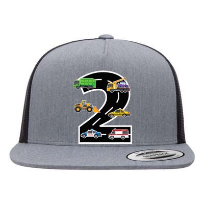 Two 2yr 2nd Birthday 2 Years Old 2nd Birthday Decoration Flat Bill Trucker Hat