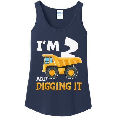 Two 2yr 2th Birthday Construction Boy 2 Years Old Ladies Essential Tank