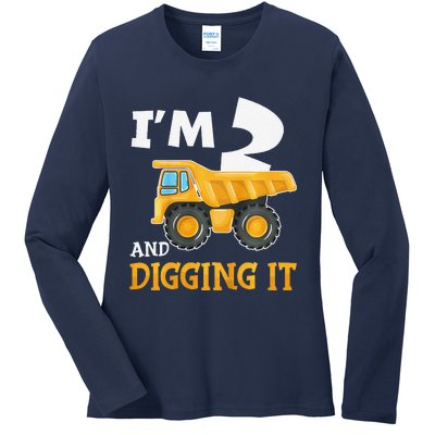 Two 2yr 2th Birthday Construction Boy 2 Years Old Ladies Long Sleeve Shirt