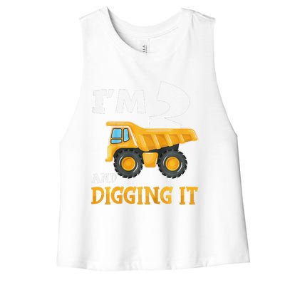 Two 2yr 2th Birthday Construction Boy 2 Years Old Women's Racerback Cropped Tank