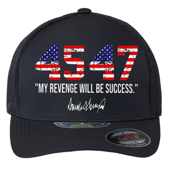 Trump 2024 45 47 Vintage American Flag Retro 4547 Trump 2024 Flexfit Unipanel Trucker Cap