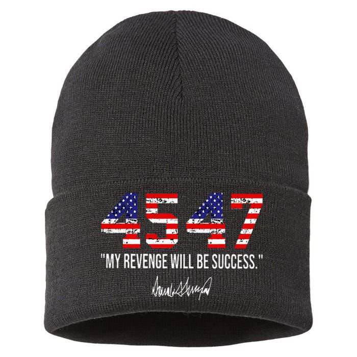 Trump 2024 45 47 Vintage American Flag Retro 4547 Trump 2024 Sustainable Knit Beanie