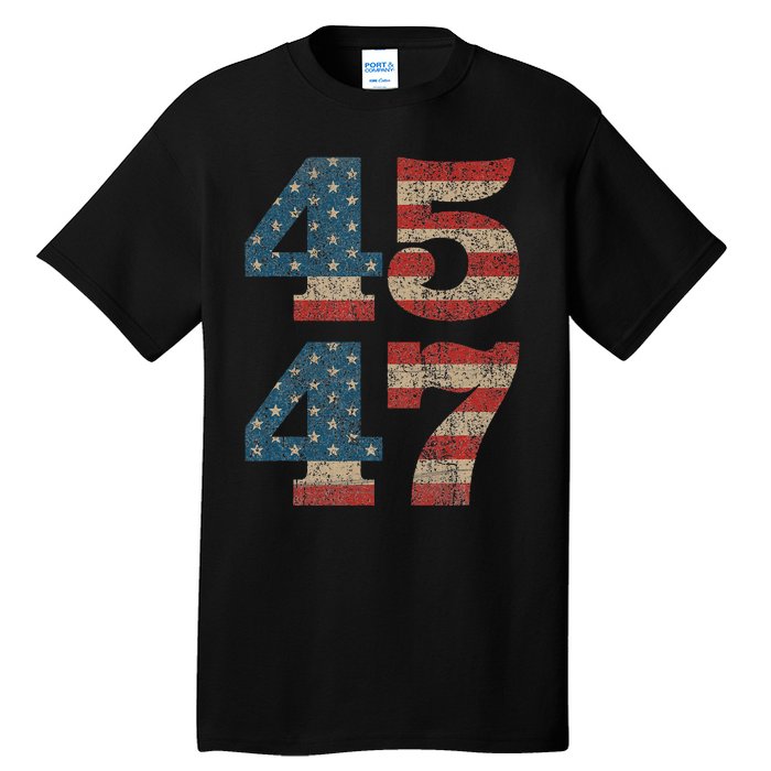 Trump 2024 45 Squared Second Term Usa Vintage Tall T-Shirt