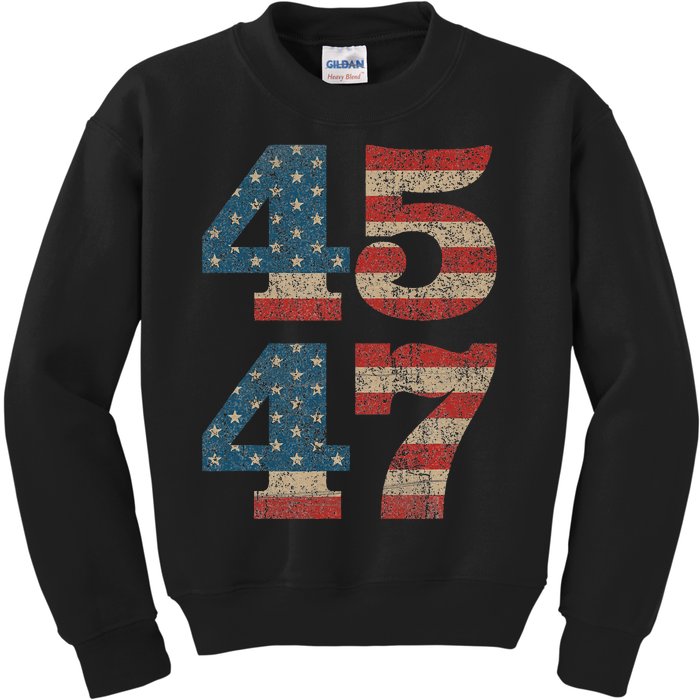 Trump 2024 45 Squared Second Term Usa Vintage Kids Sweatshirt