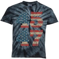 Trump 2024 45 Squared Second Term Usa Vintage Kids Tie-Dye T-Shirt