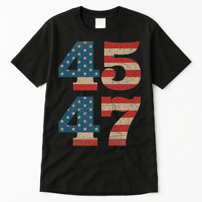 Trump 2024 45 47 Vintage American Flag Retro 4547 Trump 2024 Tall T-Shirt