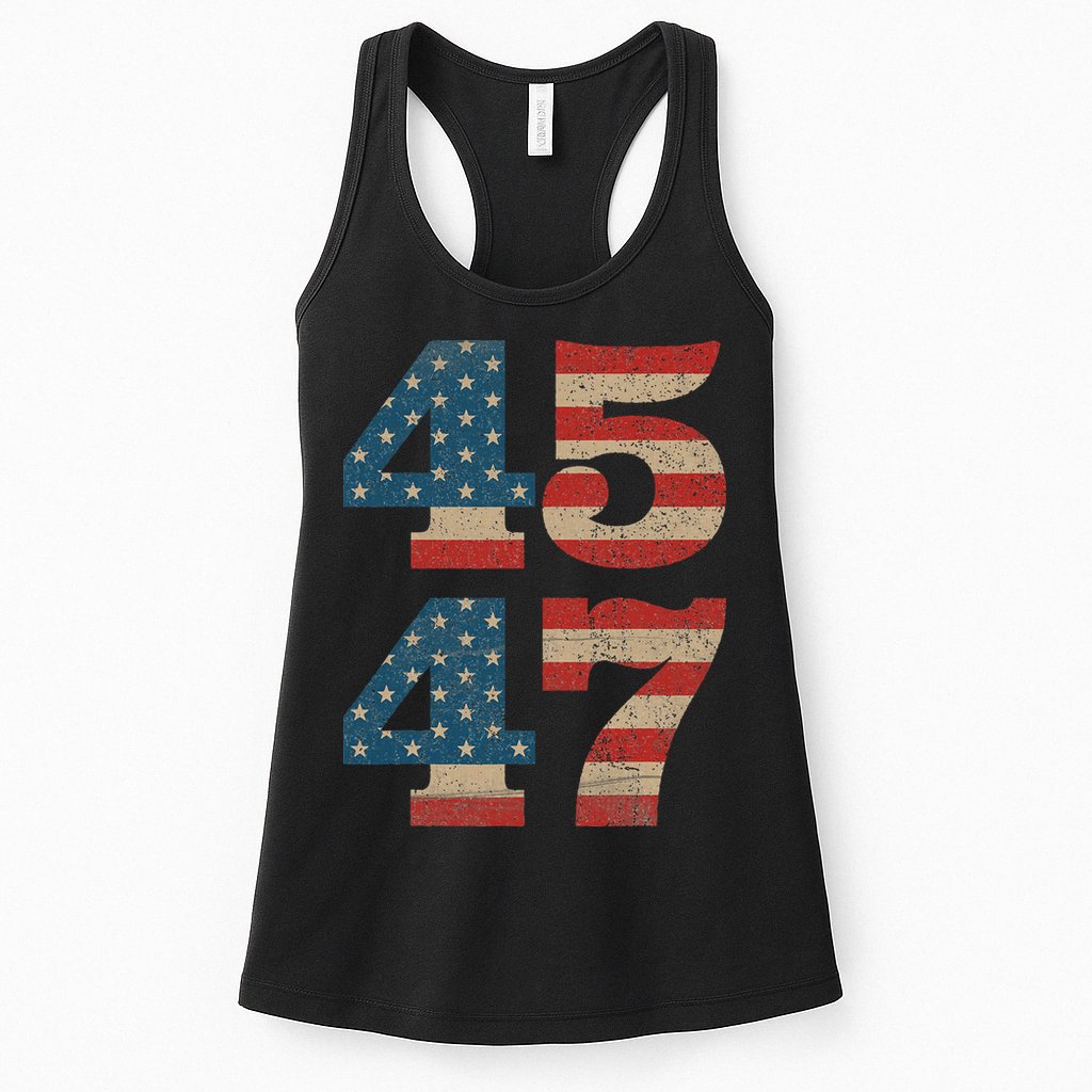 Trump 2024 45 47 Vintage American Flag Retro 4547 Trump 2024 Womens Tank Top