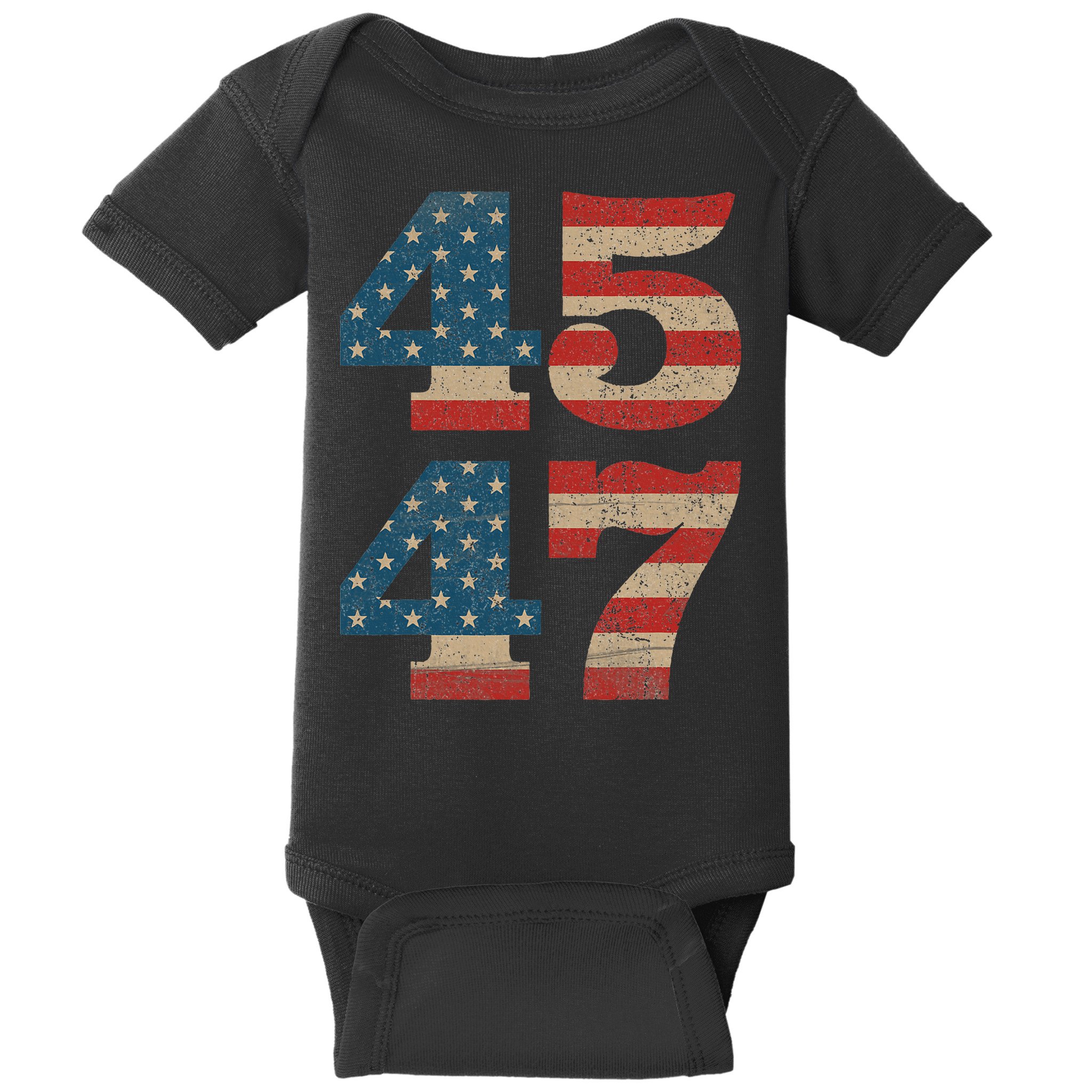 Trump 2024 45 47 Vintage American Flag Retro 4547 Trump 2024 Baby Bodysuit