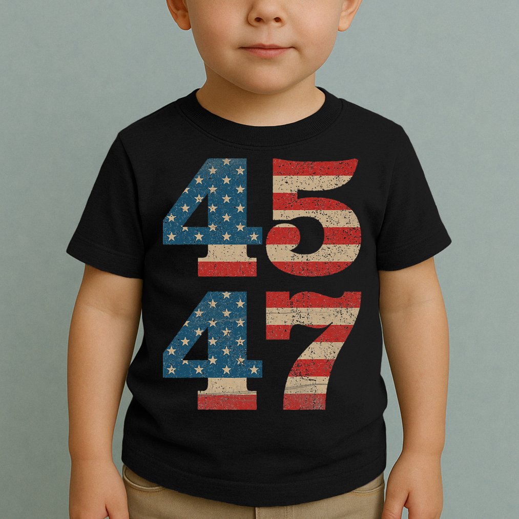 Trump 2024 45 47 Vintage American Flag Retro 4547 Trump 2024 Toddler T-Shirt