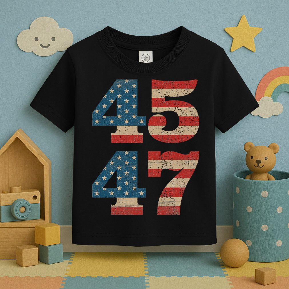 Trump 2024 45 47 Vintage American Flag Retro 4547 Trump 2024 Toddler T-Shirt