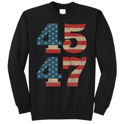 Trump 2024 45 47 Vintage American Flag Retro 4547 Trump 2024 Sweatshirt