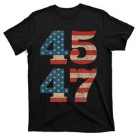 Trump 2024 45 47 Vintage American Flag Retro 4547 Trump 2024 T-Shirt