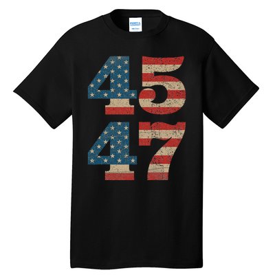 Trump 2024 45 47 Vintage American Flag Retro 4547 Trump 2024 Tall T-Shirt