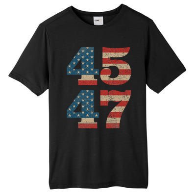 Trump 2024 45 47 Vintage American Flag Retro 4547 Trump 2024 Tall Fusion ChromaSoft Performance T-Shirt