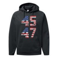 Trump 2024 45 47 Vintage Usa 45 47 Trump 2024 Performance Fleece Hoodie