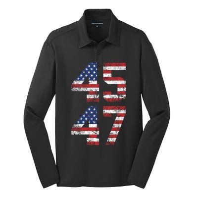 Trump 2024 45 47 Vintage Usa 45 47 Trump 2024 Silk Touch Performance Long Sleeve Polo