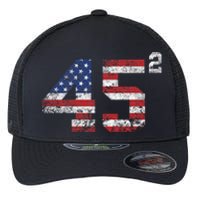 Trump 2024 45 Squared Second Term Usa Vintage Flexfit Unipanel Trucker Cap