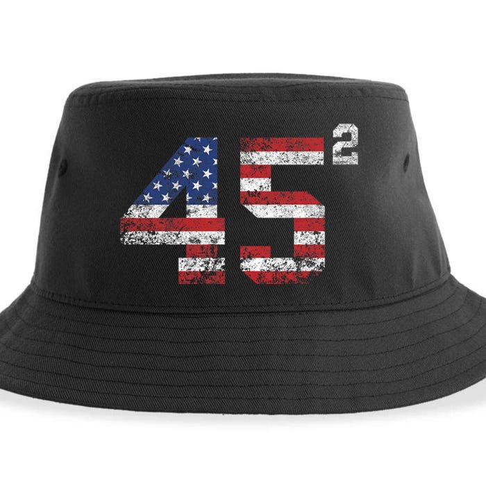 Trump 2024 45 Squared Second Term Usa Vintage Sustainable Bucket Hat