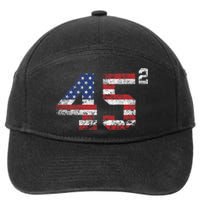 Trump 2024 45 Squared Second Term Usa Vintage 7-Panel Snapback Hat