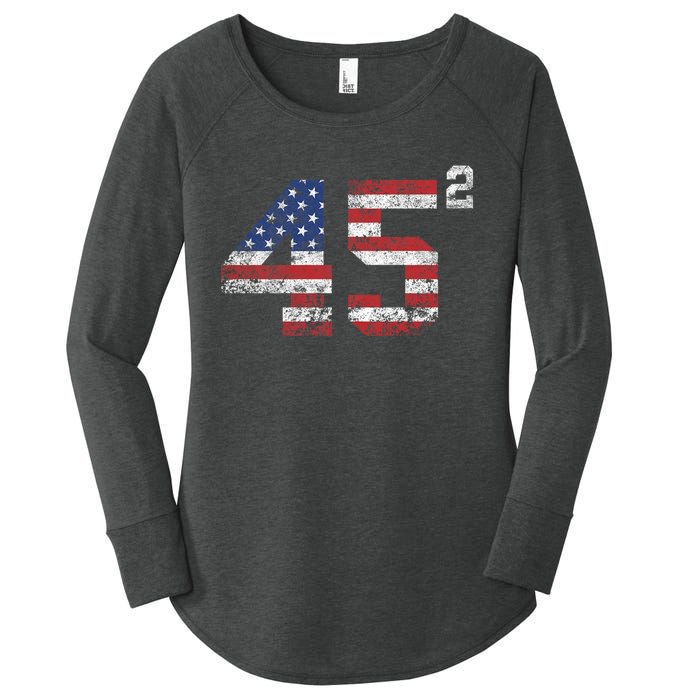 Trump 2024 45 Squared Second Term Usa Vintage Women's Perfect Tri Tunic Long Sleeve Shirt