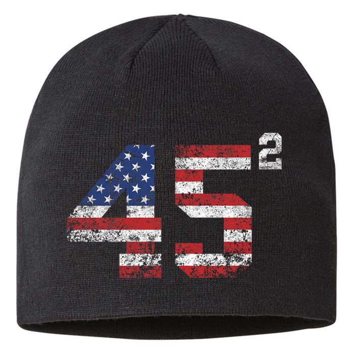 Trump 2024 45 Squared Second Term Usa Vintage Sustainable Beanie