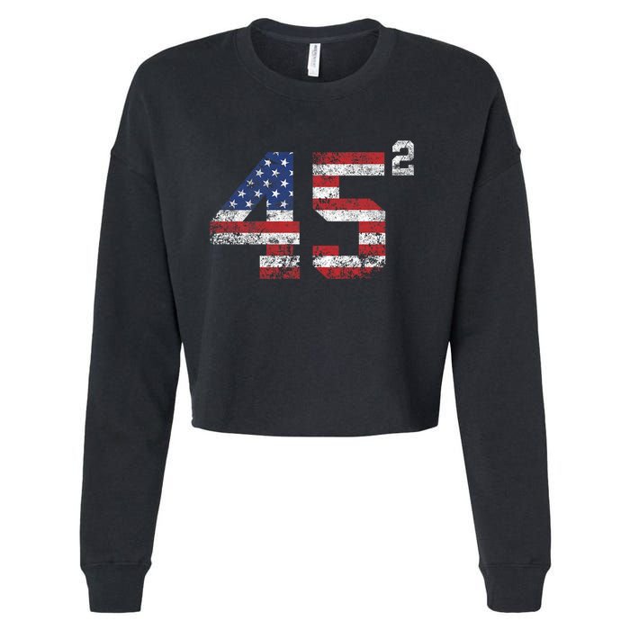 Trump 2024 45 Squared Second Term Usa Vintage Cropped Pullover Crew