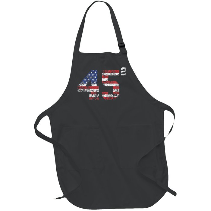 Trump 2024 45 Squared Second Term Usa Vintage Full-Length Apron With Pockets