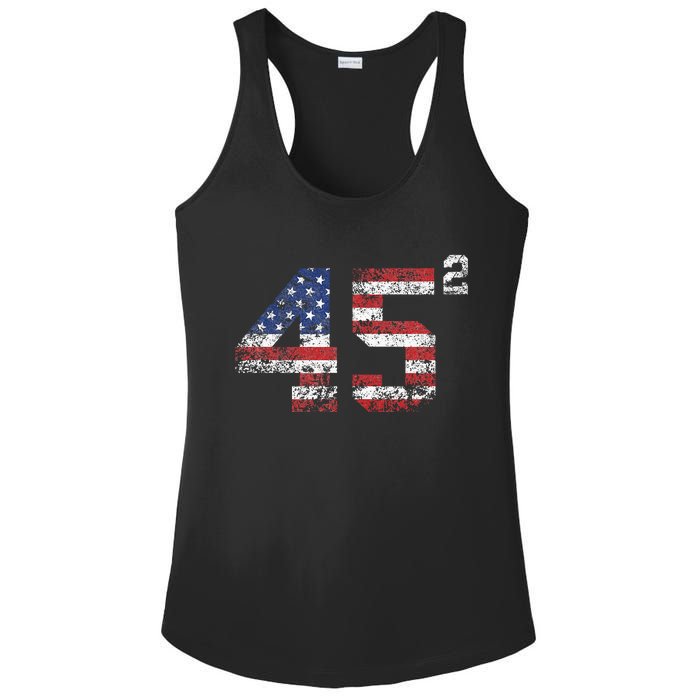 Trump 2024 45 Squared Second Term Usa Vintage Ladies PosiCharge Competitor Racerback Tank