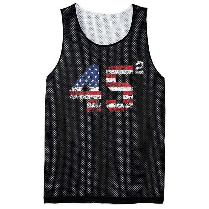 Trump 2024 45 Squared Second Term Usa Vintage Mesh Reversible Basketball Jersey Tank