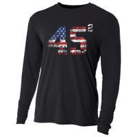 Trump 2024 45 Squared Second Term Usa Vintage Cooling Performance Long Sleeve Crew