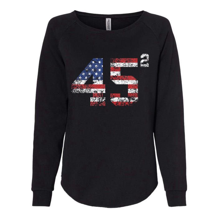 Trump 2024 45 Squared Second Term Usa Vintage Womens California Wash Sweatshirt