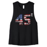 Trump 2024 45 Squared Second Term Usa Vintage Women's Racerback Cropped Tank