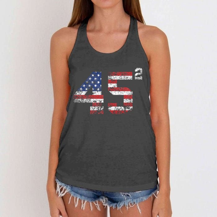 Trump 2024 45 Squared Second Term Usa Vintage Women's Knotted Racerback Tank