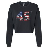 Trump 2024 45 Squared Second Term Usa Vintage Cropped Pullover Crew