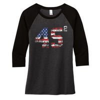 Trump 2024 45 Squared Second Term Usa Vintage Women's Tri-Blend 3/4-Sleeve Raglan Shirt