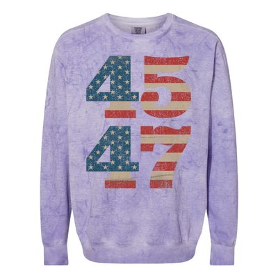 Trump 2024 45 47 Vintage American Flag Retro 4547 Trump 2024 Colorblast Crewneck Sweatshirt