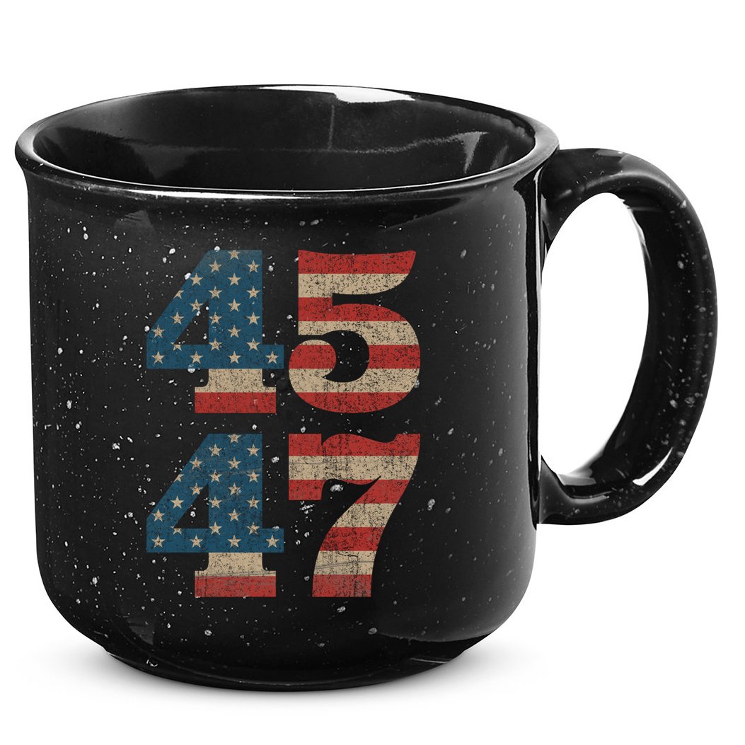 Trump 2024 45 47 Vintage American Flag Retro 4547 Trump 2024 15oz Campfire Ceramic Mug