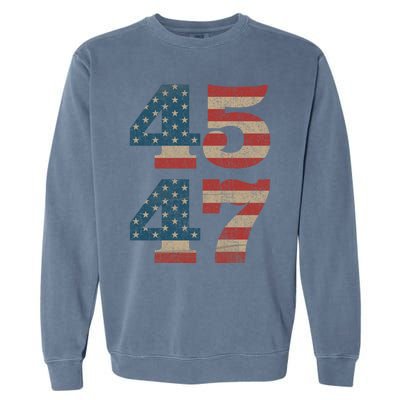 Trump 2024 45 47 Vintage American Flag Retro 4547 Trump 2024 Garment-Dyed Sweatshirt