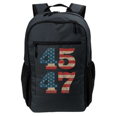 Trump 2024 45 47 Vintage American Flag Retro 4547 Trump 2024 Daily Commute Backpack