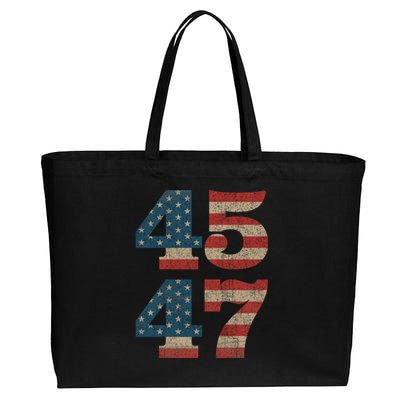 Trump 2024 45 47 Vintage American Flag Retro 4547 Trump 2024 Cotton Canvas Jumbo Tote