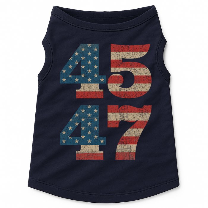 Trump 2024 45 47 Vintage American Flag Retro 4547 Trump 2024 Doggie Tank
