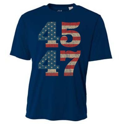 Trump 2024 45 47 Vintage American Flag Retro 4547 Trump 2024 Cooling Performance Crew T-Shirt