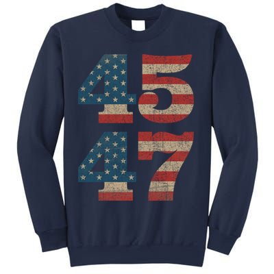 Trump 2024 45 47 Vintage American Flag Retro 4547 Trump 2024 Sweatshirt