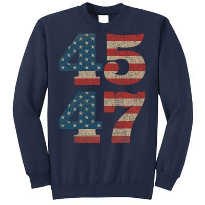 Trump 2024 45 47 Vintage American Flag Retro 4547 Trump 2024 Sweatshirt