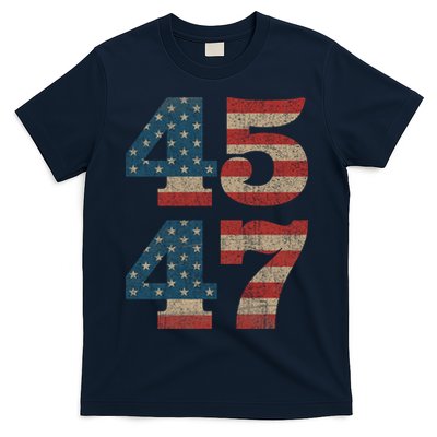 Trump 2024 45 47 Vintage American Flag Retro 4547 Trump 2024 T-Shirt
