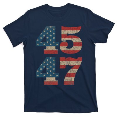 Trump 2024 45 47 Vintage American Flag Retro 4547 Trump 2024 T-Shirt