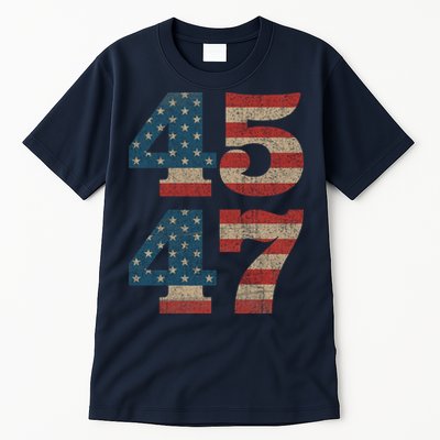 Trump 2024 45 47 Vintage American Flag Retro 4547 Trump 2024 Tall T-Shirt