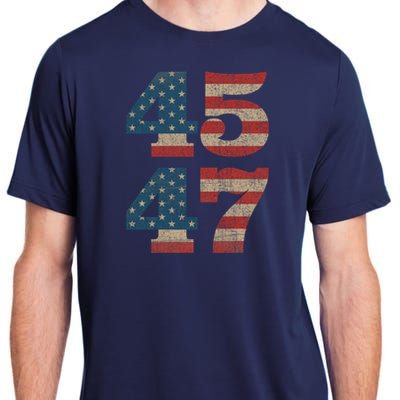 Trump 2024 45 47 Vintage American Flag Retro 4547 Trump 2024 Adult ChromaSoft Performance T-Shirt