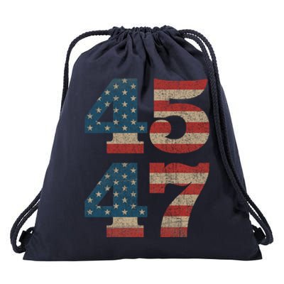 Trump 2024 45 47 Vintage American Flag Retro 4547 Trump 2024 Drawstring Bag